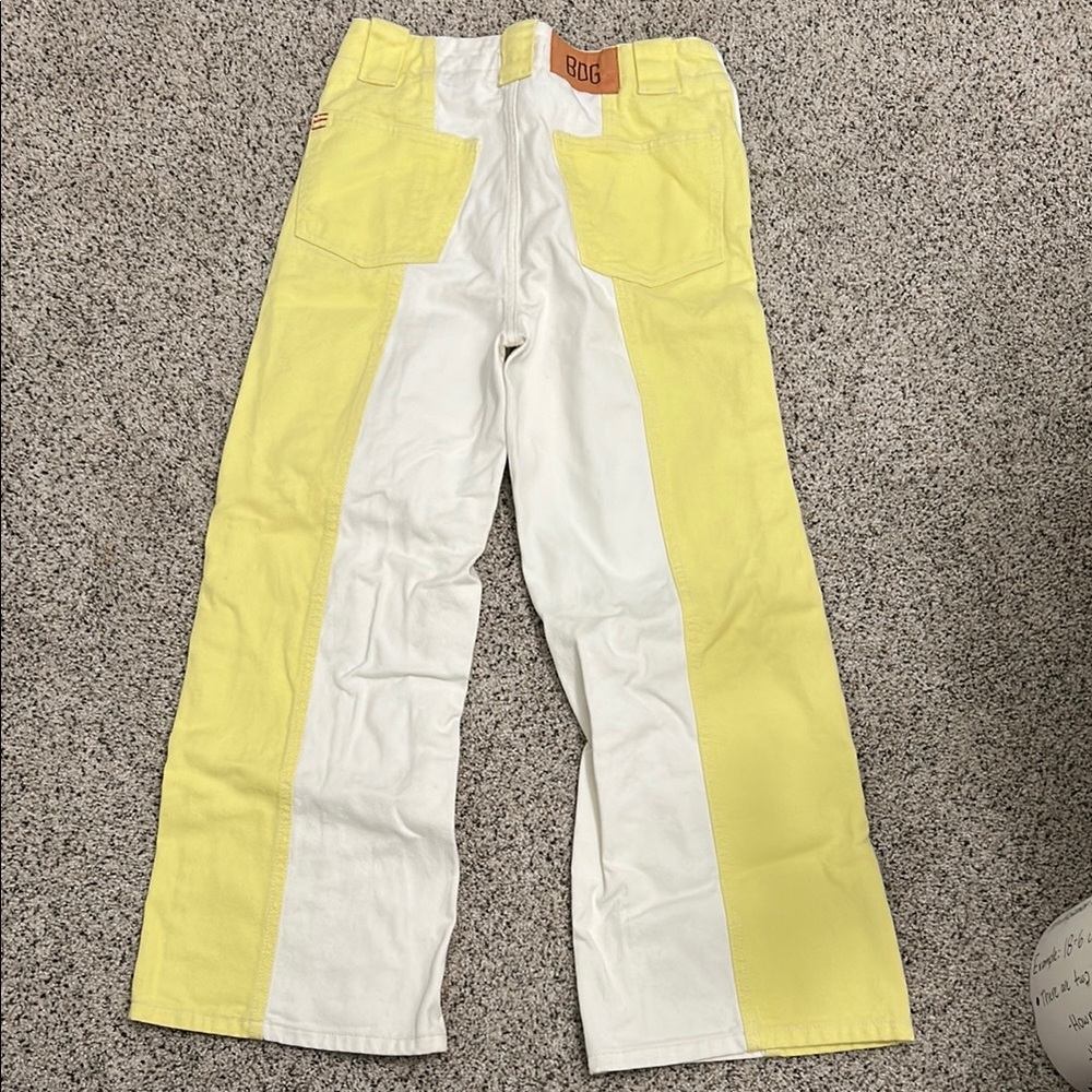 BDG Two-Tone Yellow and White Wide Leg Jeans